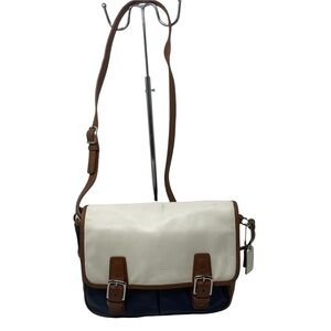 Coach Park Color Block Leather Crossbody Messenger Bag Coastal Nautical